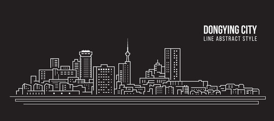 Fototapeta premium Cityscape Building Line art Vector Illustration design - Dongying city