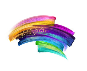 digital illustration, neon brush stroke isolated on white background, paint smear, colorful paint, colorful clip art, artistic design element