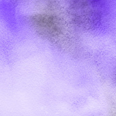 Violet ink and watercolor textures on white paper background. Paint leaks and ombre effects. Hand painted abstract image.