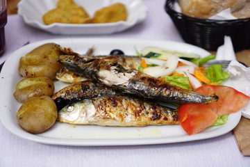 Traditional grilled sardines in Lisbon