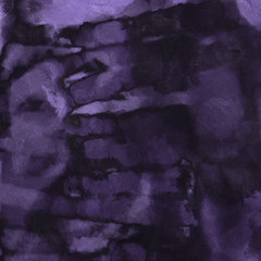 Violet ink and watercolor textures on white paper background. Paint leaks and ombre effects. Hand painted abstract image.