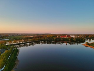 Aerial view of Nesvizh in Minsk region of Belarus