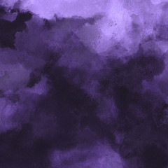 Violet ink and watercolor textures on white paper background. Paint leaks and ombre effects. Hand painted abstract image.