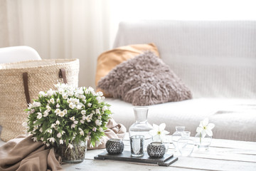 Still life interior details in the living room and decor