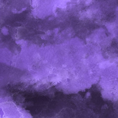Violet ink and watercolor textures on white paper background. Paint leaks and ombre effects. Hand painted abstract image.