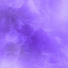 Violet ink and watercolor textures on white paper background. Paint leaks and ombre effects. Hand painted abstract image.