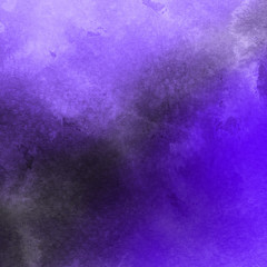 Violet ink and watercolor textures on white paper background. Paint leaks and ombre effects. Hand painted abstract image.