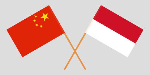Indonesia and China. The Indonesian and Chinese flags. Official colors. Correct proportion. Vector