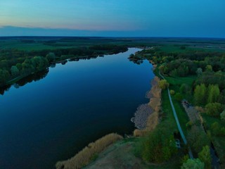 Obraz premium Aerial view of a forest in Belarus