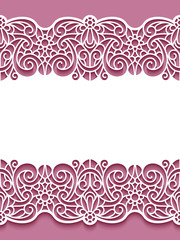 Lace ribbon with swirly border ornament, template for cutting
