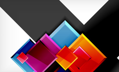 Bright colorful square shape blocks geometrical background