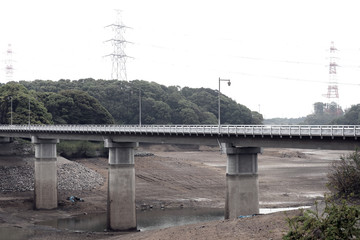 Fototapeta premium 池の水を全部抜いて見えてきた地面