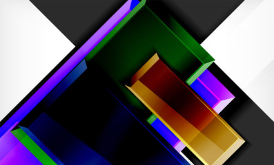 Bright colorful square shape blocks geometrical background