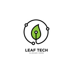 Leaf Tech logo template, vector illustration - Vector