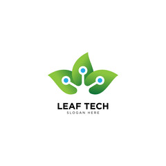 Leaf Tech logo template, vector illustration - Vector
