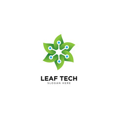 Leaf Tech logo template, vector illustration - Vector