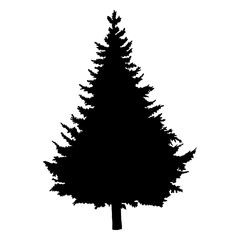 Vector Single Black Silhouette of Pine Tree