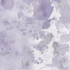 Violet ink and watercolor textures on white paper background. Paint leaks and ombre effects. Hand painted abstract image.