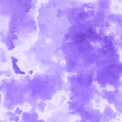 Violet ink and watercolor textures on white paper background. Paint leaks and ombre effects. Hand painted abstract image.