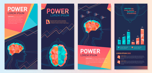 Naklejka premium Presentation Set Brain Bright contrast medicine business research vertical
