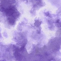 Violet ink and watercolor textures on white paper background. Paint leaks and ombre effects. Hand painted abstract image.