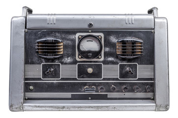 old radio on isolated white background