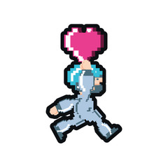 video game avatar pixelated with heart