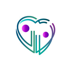 Care Concept Logo Design, people in line style