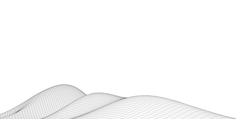 Terrain Cyberspace in the Mountains with valleys.