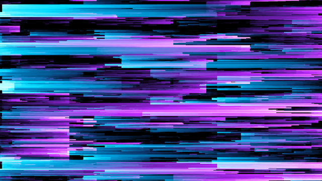 Abstract 3d illustration of pixel sorting pattern glitch effect. Use in music video, transitions, broadcast, Fluorescent ultraviolet light Blue pink spectrum