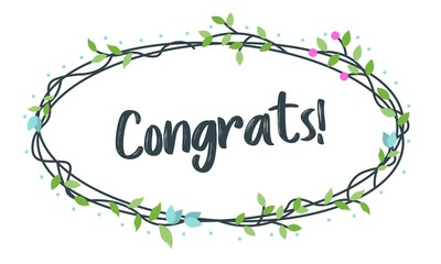 Congrats, Congratulations Typography With Floral frame, vector for greeting