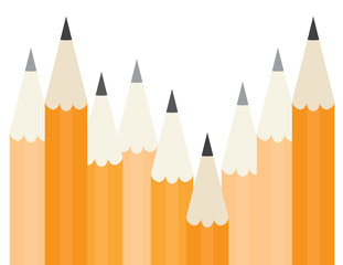 Yellow wooden pencils on white background