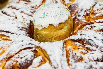 Close up image of freshly baked Easter cake