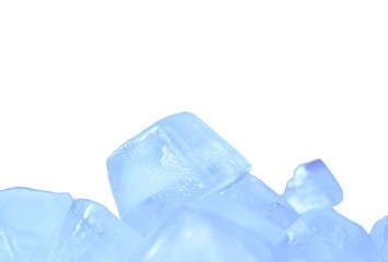 close up of ice cube texture on white background