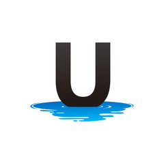 Letter U and Puddle Water Logo Template Design Vector, Emblem, Design Concept, Creative Symbol, Icon