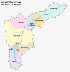 Administrative and political map of the Colombian Metropolitan Area of the Aburra Valley