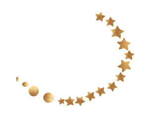 frame of gold stars and drops on a white background. raster illustration for the design of invitations, cards