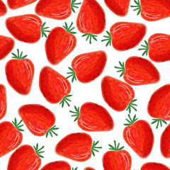 seamless pattern of strawberry berries on a white background. raster illustration for design and decoration