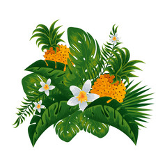 Obraz premium tropical pineapple with leafs decoration