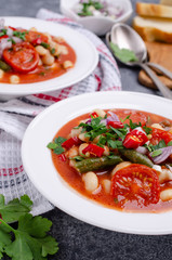 Thick vegetable soup with pasta