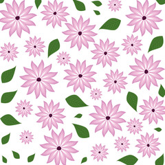 beautiful flowers with leafs pattern background