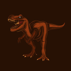 Original vector illustration of a dinosaur in vintage style