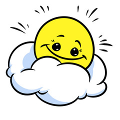 Happy sun cloud weather element character cartoon illustration isolated image