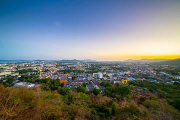 Landscapes phuket town in the summer on khao-rang viewpoint.