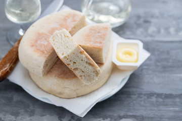 typical portuguese bread of Madeira Bolo do caco