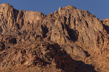 Fototapeta premium Egypt. Mount Sinai in the morning at sunrise. (Mount Horeb, Gabal Musa, Moses Mount). Pilgrimage place and famous touristic destination.