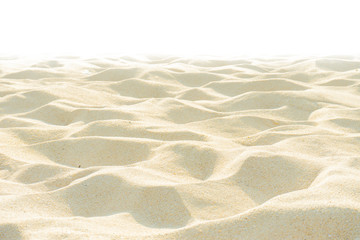 Beach isolated, Fine beach sand in the summer sun on white background.