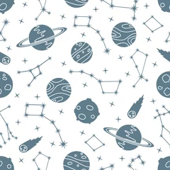 Tischdecke Nahtloses Muster des Raumvektors Astronomie-Wissenschaft © aquamarine_paint