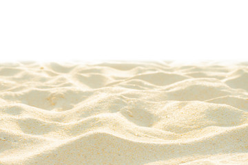 Fototapeta na wymiar Fine beach sand in the summer sun on white background