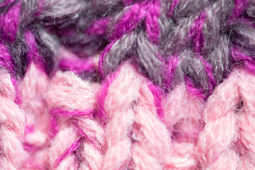 Obraz premium Background of the wool yarn. Woolen fabric texture closeup. Textile texture background. Detailed warm yarn background.